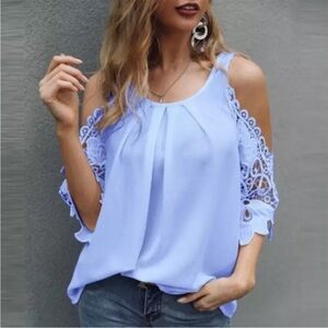 Summer blouse, half sleeves, open shoulder size S